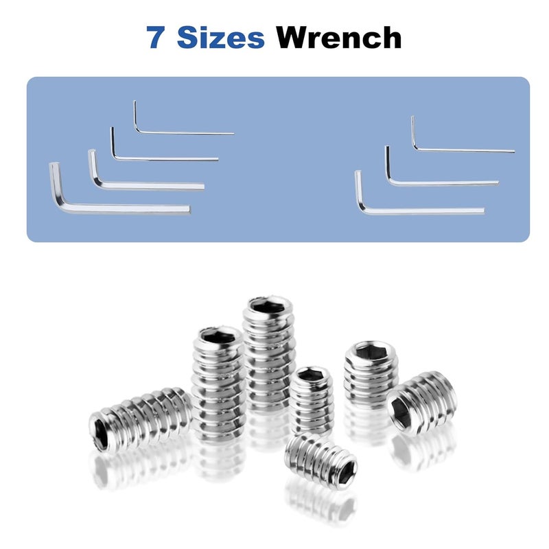 HanTof 245 Pcs 19 Sizes Set Screw Assortment Kit, SAE Allen Head Grub Screws for Bathroom Fixture, 304 Stainless Steel Internal Hex Drive Cup-Point for Door Knob, Faucets (#4-40 to 3/8"-16 UNC) - Image 5